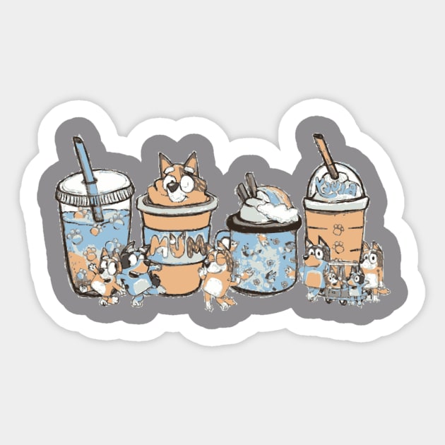 Boba Bliss: A Bubbly Family Adventure with Bluey Sticker by Pickyysen